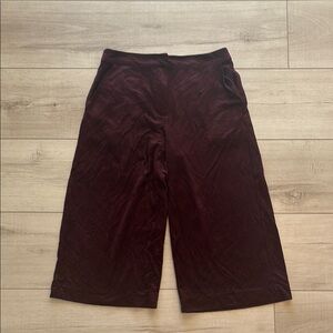 Faux Suede Burgundy Culotte Pants